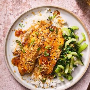 Patate douce rôtie, chèvre, miel & salade